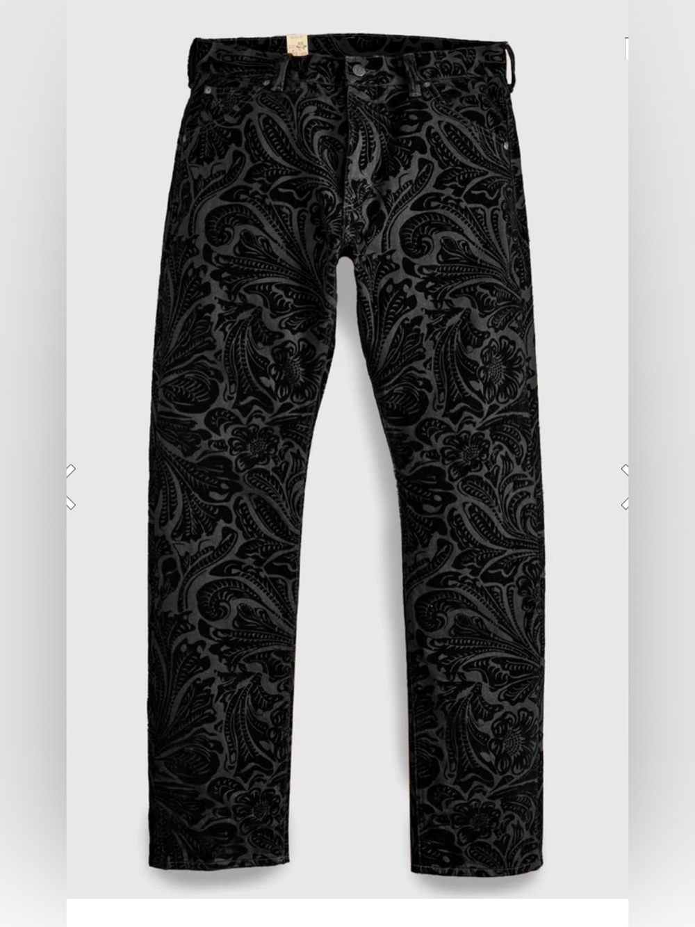 Polo Ralph Lauren RRL men's "Black Floral" 12oz Flocked Denim - High Slim Fit